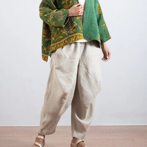 NEW Mieko Mintz Yamaha Natural Beige Linen Pants Women's Size Small